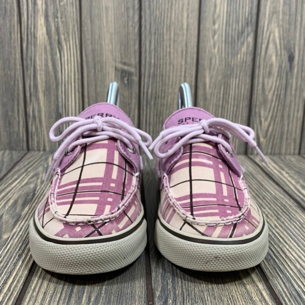 Sperry Top-Sider D10-CH171 Boat Shoes Purple Plaid Fabric Canvas Lace Up‎ Wm 9 - Picture 2 of 13